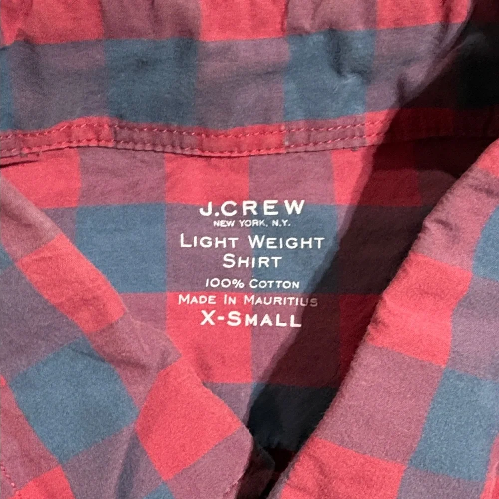 J. Crew Light Weight Red and Blue Plaid Cotton Shirt sz XS